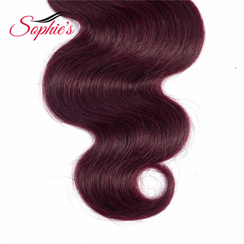 Sophie's Pre-colored Ombre T1B/99J Color Human Hair 1 Bundles Brazilian Non-Remy Body Wave Hair Sew In Hair Extensions Sophie's Pre-colored Ombre T1B/99J Color Human Hair 1 Bundles Brazilian Non-Remy Body Wave Hair Sew In Hair Extensions