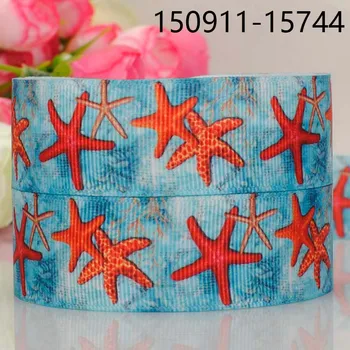 

free shipping 50 yards 7/8 " 22mm new Starfish pattern printed grosgrain tape ribbon DIY hair bow accessories