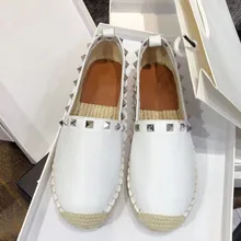 Европейский Известный бренд; Лоскутные эспадрильи; женская обувь из натуральной кожи на толстой мягкой подошве; женские лоферы; белые кожаные мокасины