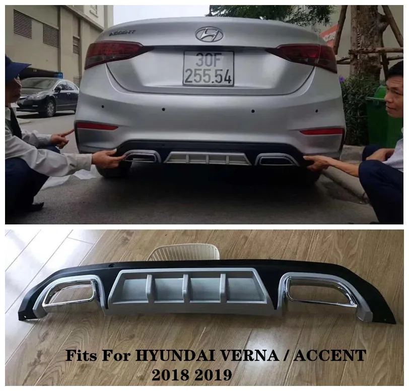 

High Quality ABS Car Rear BUMPER GUARD Diffuser Rear Lip Spoiler Fits For HYUNDAI VERNA / ACCENT 2018 2019 BY EMS
