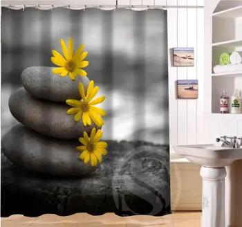

NEW HOT Custom beautiful Zen stone Shower Curtain 100% polyester Bath Curtain For Home Decor