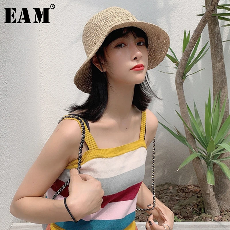 

[EAM] 2019 New Spring Summer Round Dome Brief Personality Solid Temperament Fishermen Hat Women Fashion Tide All-match JX213