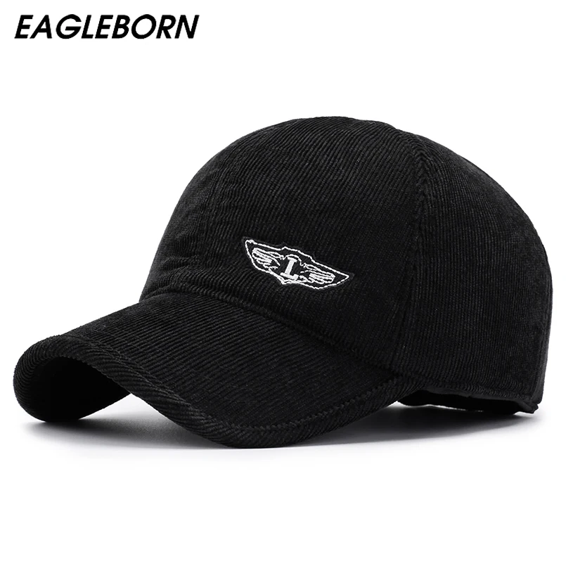 EAGLEBORN L зимняя бейсбольная кепка с буквенным принтом для мужчин и женщин, одноцветная Вельветовая Кепка в стиле хип-хоп, кепка, бейсболка, бейсболка для папы