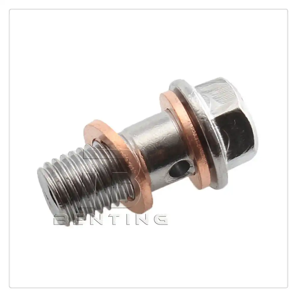 OEM Ducati M10 x 1 Front/Rear Brake Caliper Clutch Master Cylinder Banjo Bolt w/Copper Crush Washers for Brembo Brakes and Clutches on Ducati/Aprilia/Moto Guzzi/KTM/BMW OEM Ducati M10 x 1 Front/Rear Brake Caliper Clutch Master Cylinder Banjo Bolt w/Copper Crush Washers for Brembo Brakes and Clutches on Ducati/Aprilia/Moto Guzzi/KTM/BMW