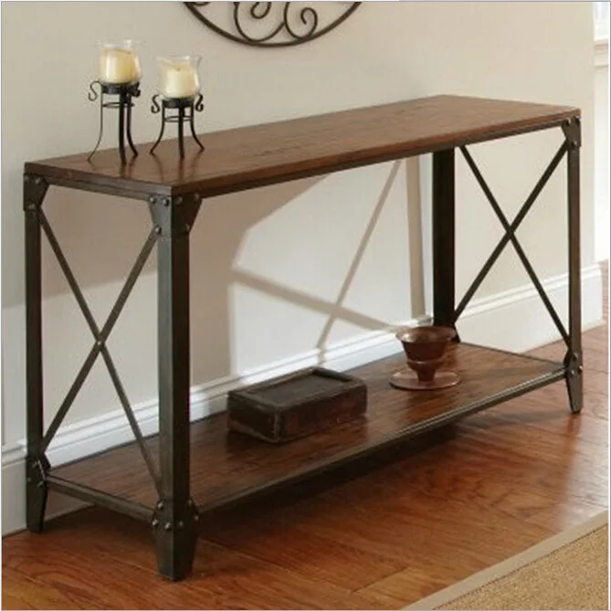 Compra mesa de madera de hierro forjado online al por mayor de ...