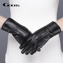 Gours Genuine Leather Gloves for Women Winter Warm Black Classic Sheepskin Finger Touch Screen Gloves Fashion Mittens New GSL071