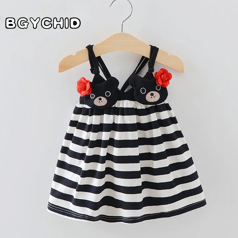 Baby Dress Toddler Cute Backless Black And White Stripe Baby Dress Birthday 1 Year Baby Summer Clothes