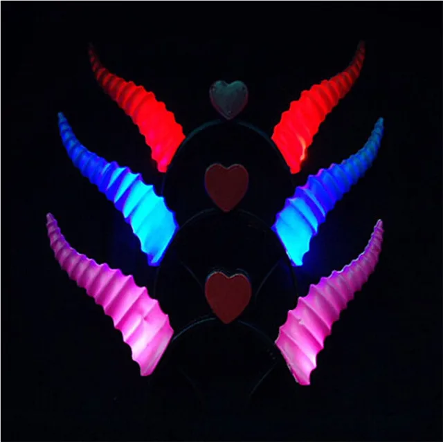 2017 Hot Sale Led Party Decoration Supplies Devil Horns Headbands Glow
