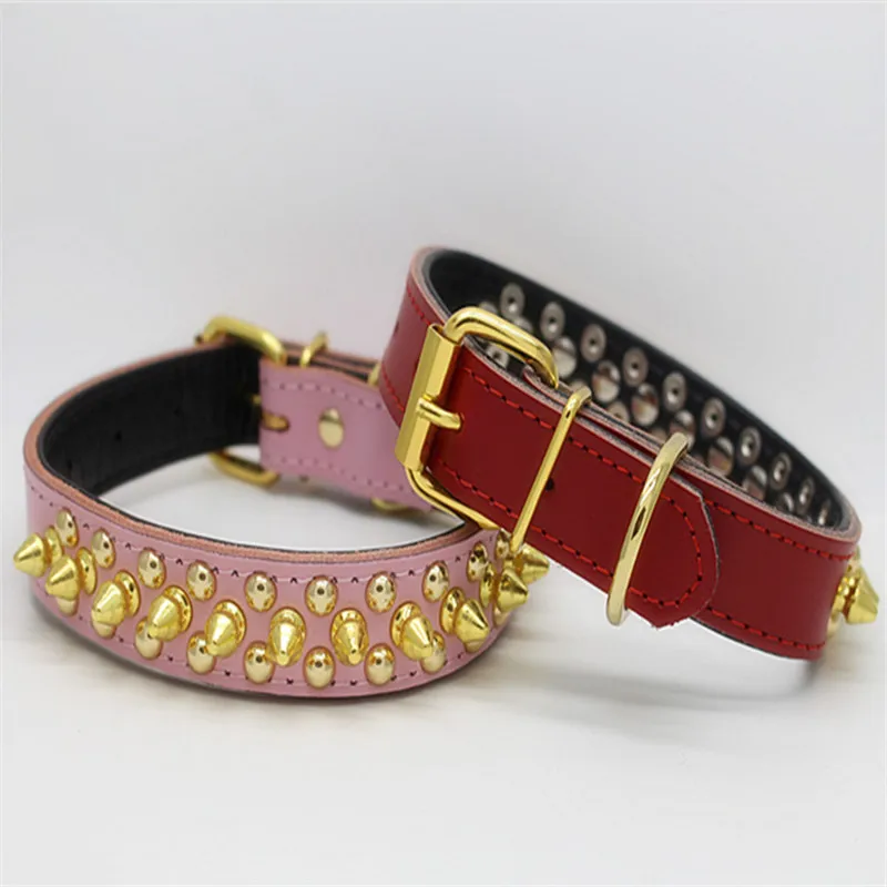 

Pu Leather Spike Studded Dog Collar Rivet Lichee Lines Pet Collar for Small and Medium-sized Dog Pet Accessories with 5 Color