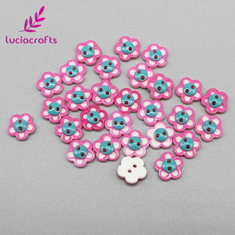 Lucia crafts 12 шт/48 шт 12 мм 2 отверстия розовый цветок пуговицы смолы DIY шитье для одежды Кнопка Скрапбукинг аксессуары E0407