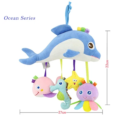 Животная тема мягкая музыкальная прогулочная коляска детские плюшевые игрушки мобильный на кровать детская погремушка Развивающие игрушки для новорожденных 0-12 месяцев D035 - Цвет: Ocean Series