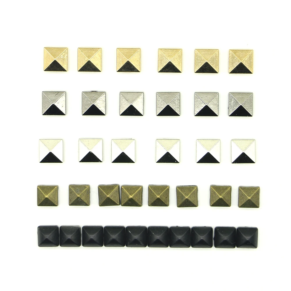 50sets/pack Sale Rebite  8mm (length), 4mm (height) Black studs for clothing Pyramid Tachas Spikes Para Rivet Free Shipping H-04