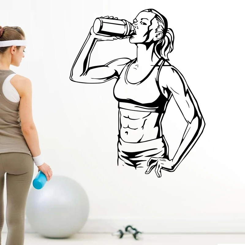 Gym Drink Sticker Fitness Crossfit Muscle Decal Body-building Posters Vinyl Wall Decals Parede Decor Mural Gym Sticker