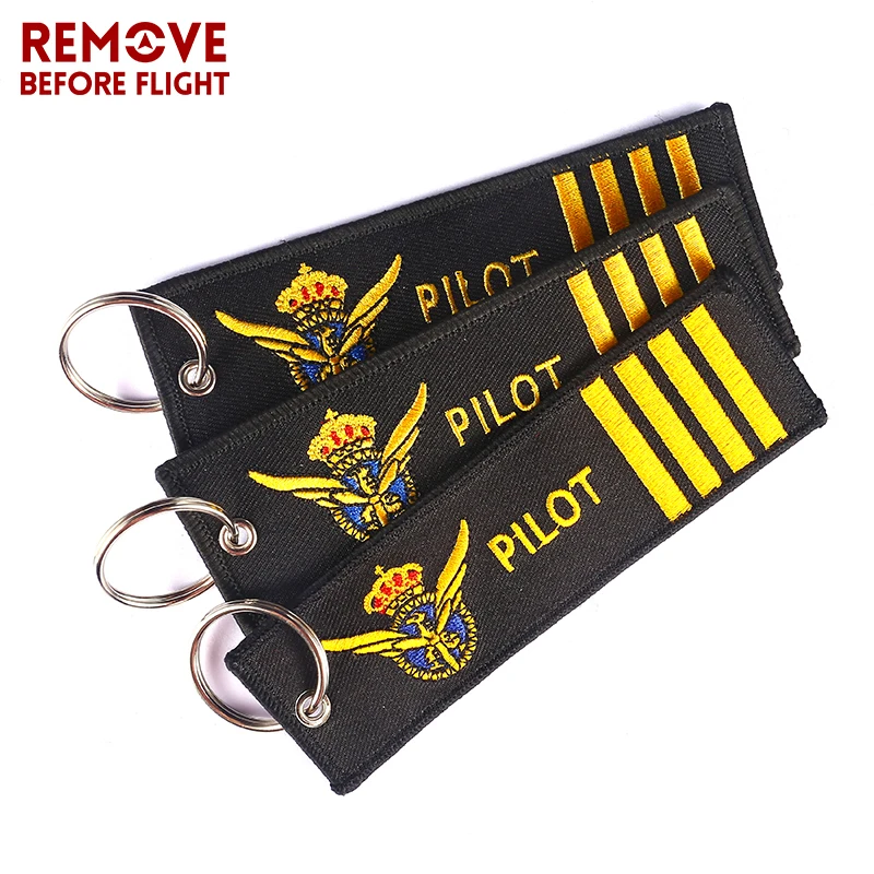 3PCS Remove Before Flight Pilot Keychain Car Key Rings Chaveiro Embroidery Key ring for Aviation OEM Key Chains Luggage Key Fob