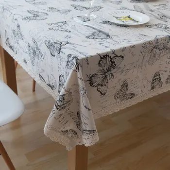 

FLC Butterfly Print Decorative Table Cloth Cotton Linen Lace Tablecloth Dining Table Cover For Kitchen Home Decor 20