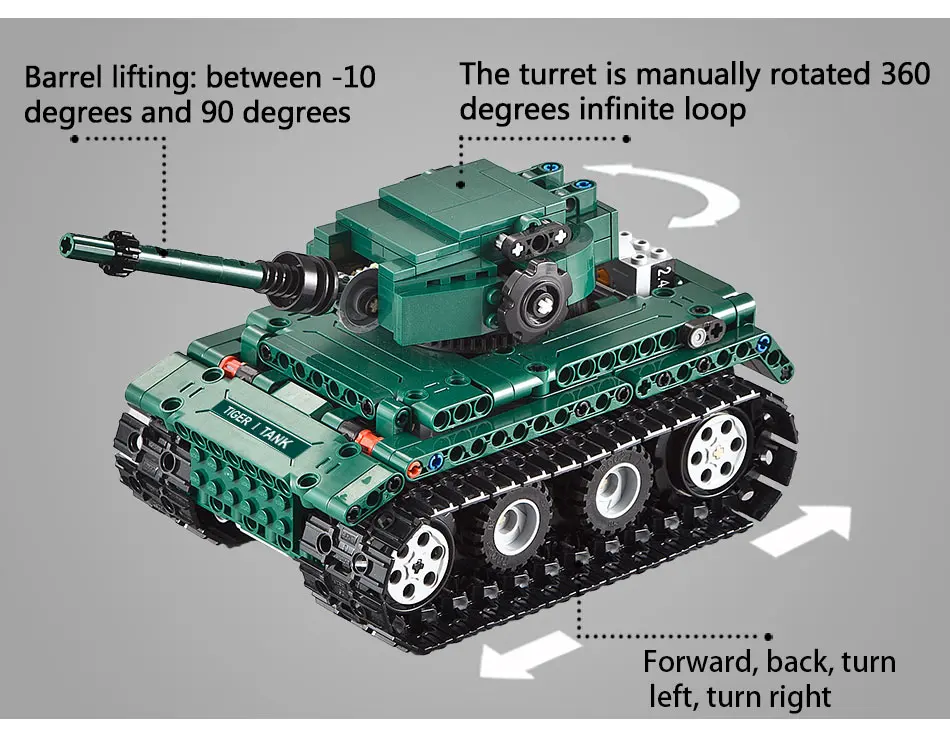 Blocos de Construção Tijolos do Exército Brinquedo para Crianças Cada Tigre Militar 1 Tanques Compatível Técnica Ww2 Mundo Alemão Educação 313 Pçs rc 9 Cheap Blocos