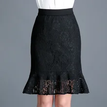 Женская короткая юбка с высокой талией летняя новая модная женская черная сумка модные с фасонным подолом юбка OL офисные кружевные юбки большого размера 4XL