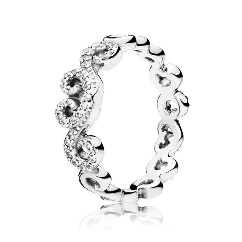 

Trendy Authentic 925 Sterling Silver Zironia Heart Swirls Ring For Women Wedding Anniversary Party Gift Fine Pans Jewelry