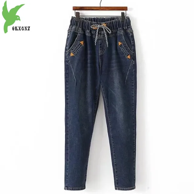 US $21.46 Plus size 5XL Women Jeans 2020 New Autumn Winter Elastic waist Denim Trousers Large size Loose Fema