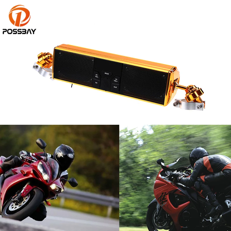 

POSSBAY Bluetooth Motorcycle Audio System Stereo Speakers MP3 Player Moto Accessories Universal for Honda Yamaha Harley Kawasaki