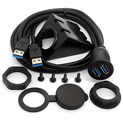 2 Ports Dual USB 3.0 Extension AUX Flush Mount Car Mount Extension