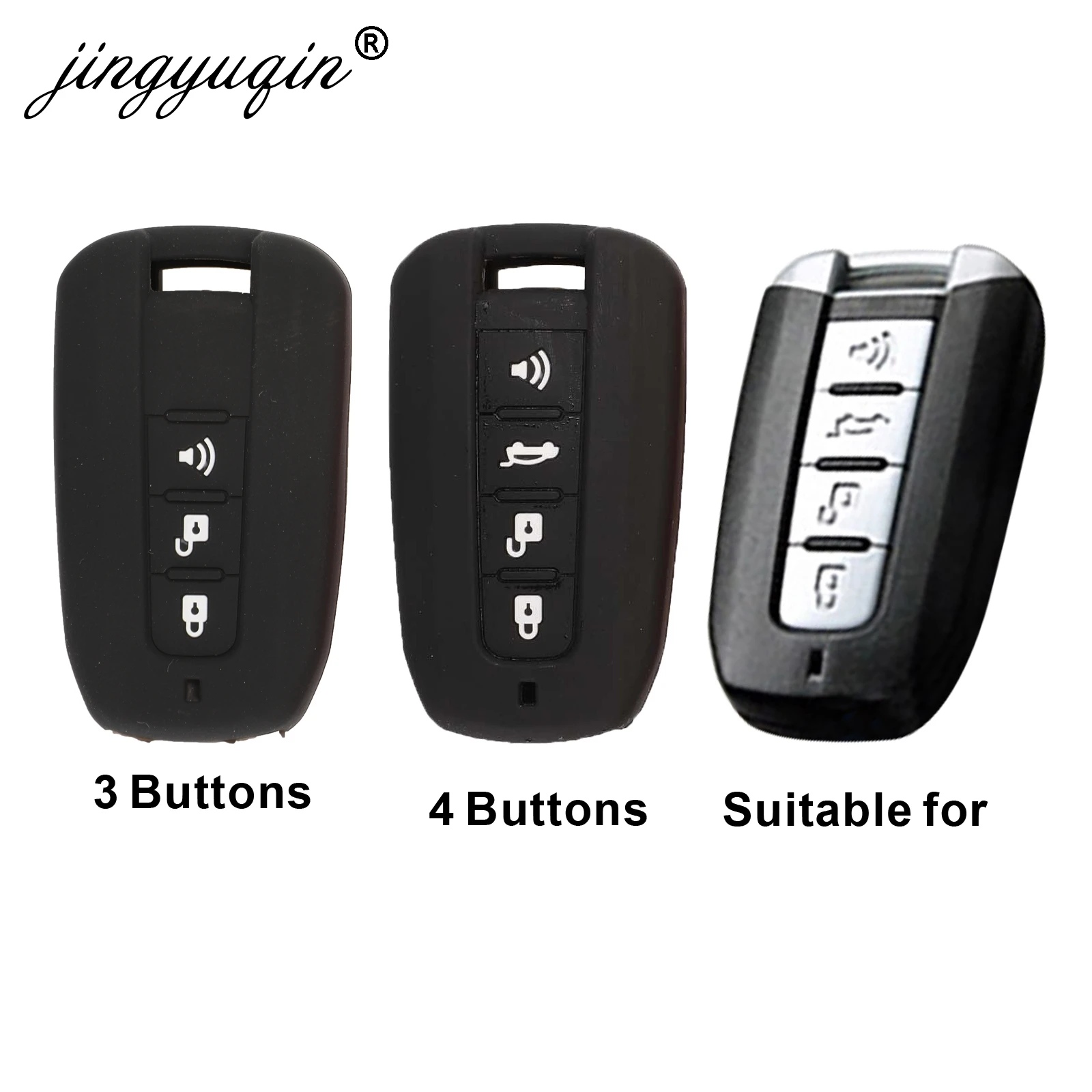 

jingyuqin Silicone Car Key Cover FOB for Ssangyong Tivolan Actyon Kyron Korando Rodius Remote Key Case Car-styling 3/4 Button