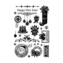 Счастливого Нового года Счастливого Рождества резиновые штампы Силиконовые печати для скрапбукинга DIY Фотоальбом тиснение Папка Бумага Шаблон
