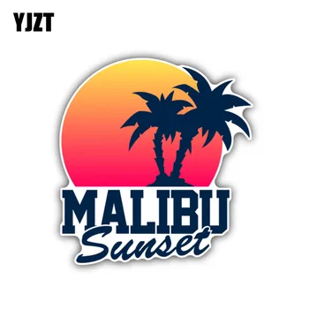 

YJZT 11CM*11.9CM Personality Malibu Sunset Car Sticker Decal PVC Car Accessories 6-1435