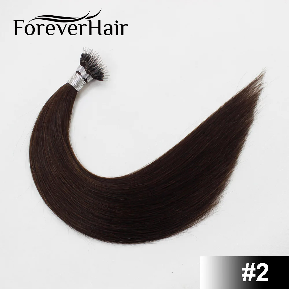 FOREVER HAIR европейские прямые кератиновые волосы с микро бусинами 0,8 г/локон 1" 18" 2" натуральные человеческие волосы Remy Nano Ring 50 шт - Цвет: #2