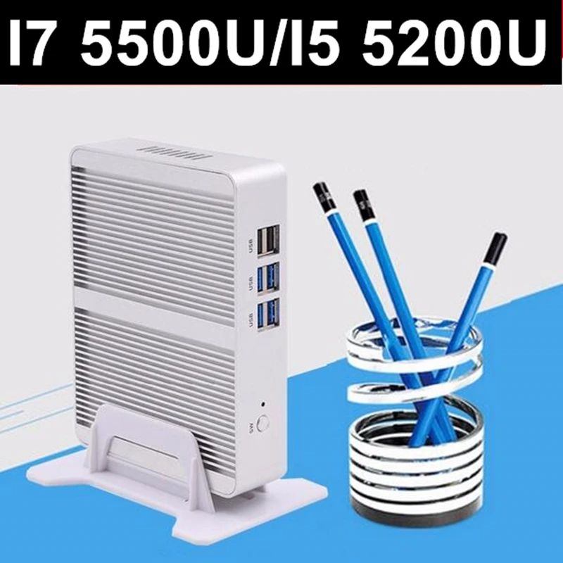 

EGLOBAL Fanless Mini PC DDR3 Windows 10 Intel Core i7 5500U i5 5200U i3 5005U Dual Core Mini Computer HDMI VGA WiFi Desktop HTPC