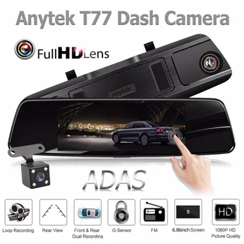 

Anytek T77+ Car DVR Dual Lens Touch Screen FHD Car Camera Video Recorder Rearview Mirror With Rear View DVRs Dash Cam