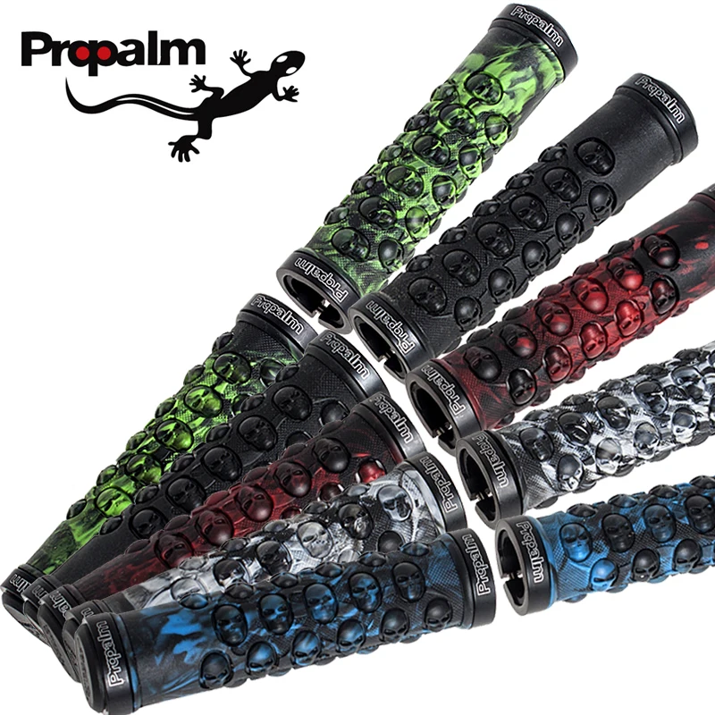 

PROPALM MTB Bicycle Handlebar Grips Anti-Skid TPR Rubber Double Side Lock-on Skull Design Grips Fixed Gear Bike Cycling Parts