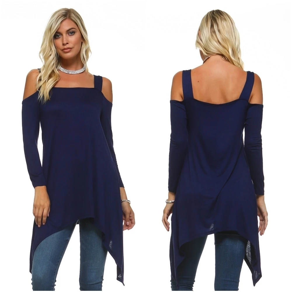 Isaac Liev Women's Wide-Strap Cold Shoulder Sharkbite Tunic (2)