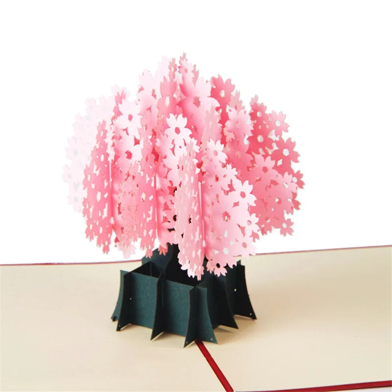  3d Pop Up Lovers Cherry Blossoms Greeting Card With Envelope Christmas Birthday New Year Invitation - 32959298718
