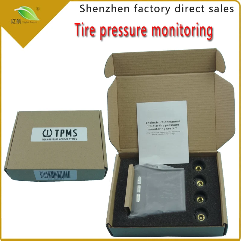 

Light heart Tyre Pressure Monitoring System Solar TPMS Digital LCD Display Auto Security Alarm Systems with 4 External Sensors
