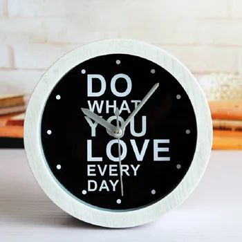 

Retro idyllic white imitation wood color small alarm clock / fashion creative table clock