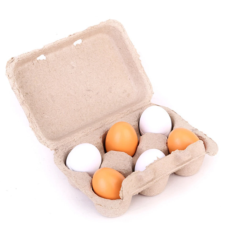 

Kitchen Toys Simulation Toys Wooden Egg Duck Egg Group Boxed Children Wooden Toy Egg for Kids Early Development 6PCS/Lot