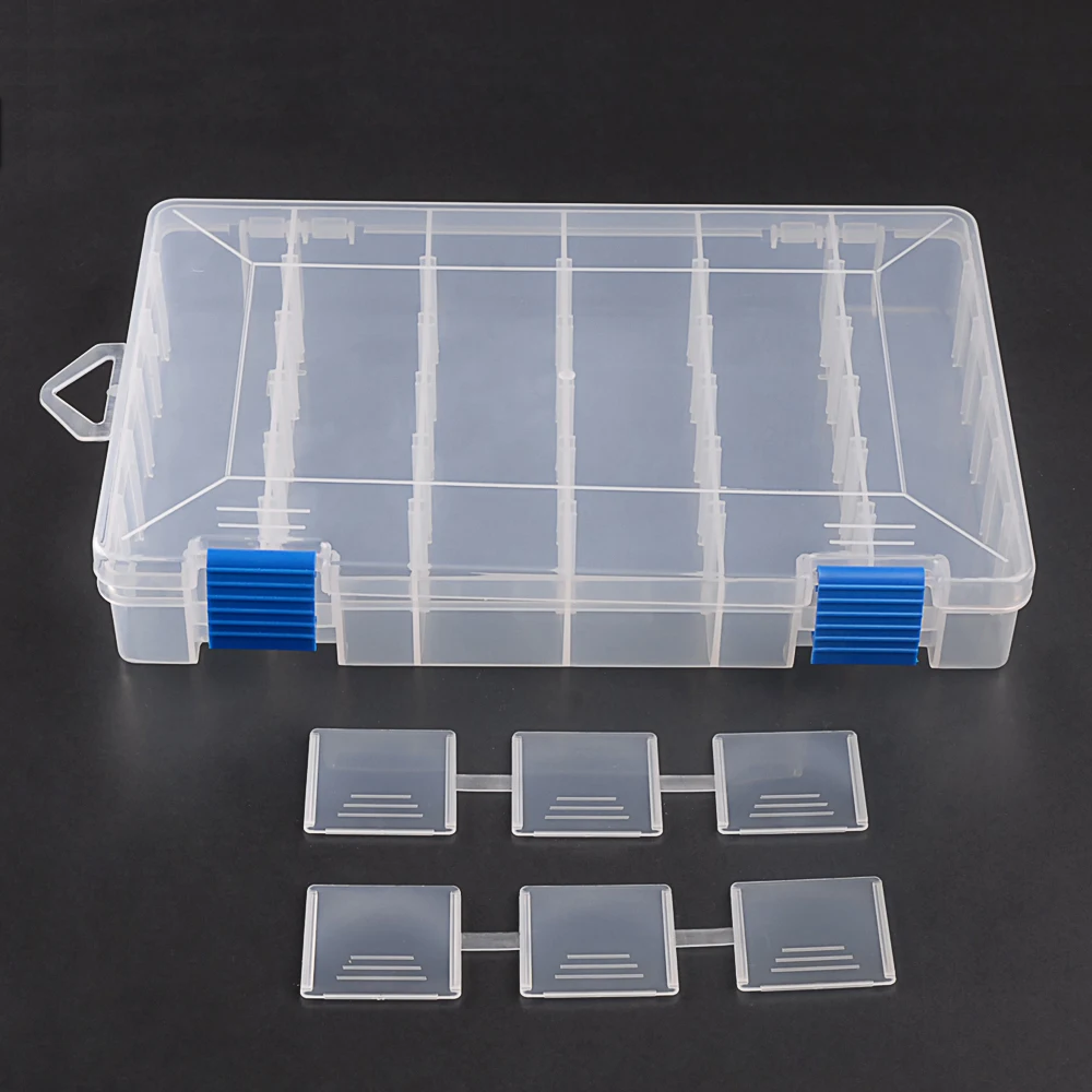 Smart 27.5*18*4.5cm Fishing Tackle Box Adjustable 6 Compartment Transparent Plastic Fishing Lure Box Carp Fishing Accessories