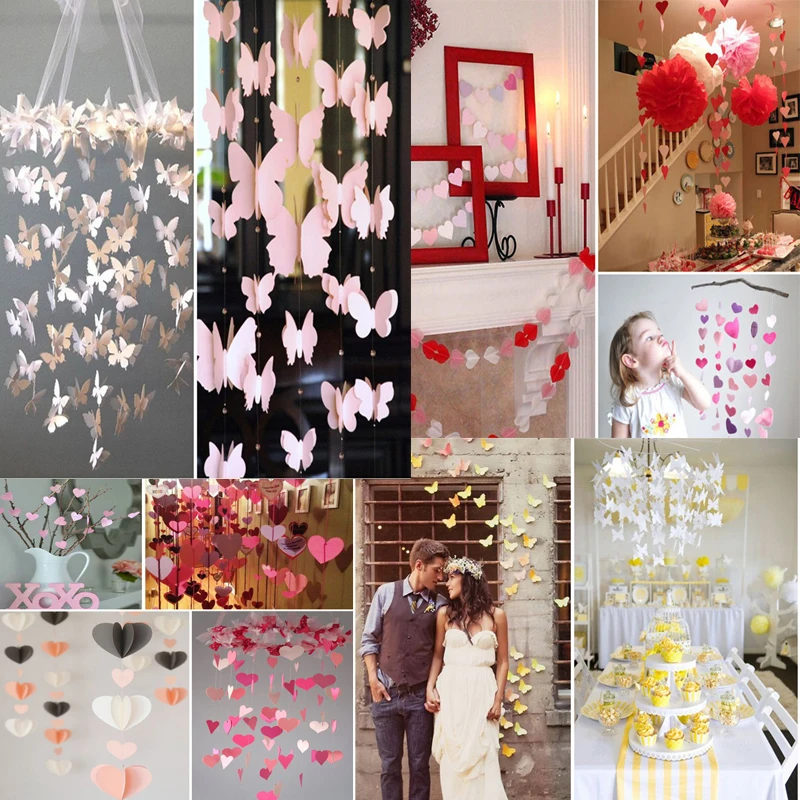 

Hears Butterfly 2.8Meters/One Colorful Ribbon Wedding Birthday Decoration Hanging Party Suppliers Streamers Room Decor