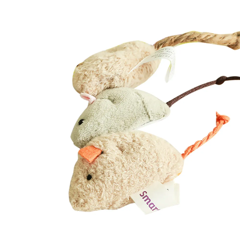 3 Sets Of Mouse Pet Dog Cat Toy Plush Training Toy Chew Toy W0731in
