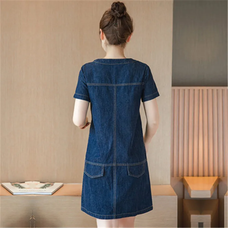 OKXGNZ 2017 New Summer Costume Denim Dress Plus Size 3XL Women clothing Jeans Dress Elegant Casual Cowboy Dresses Vestidos AH152