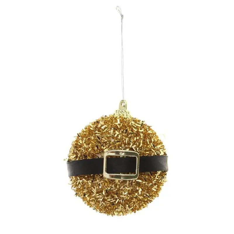 Рождественские украшения, шар, лента, пряжка, блестящий порошок, эффект, Рождественский шар, рождественские подвесные декоративные украшения - Цвет: Золотой