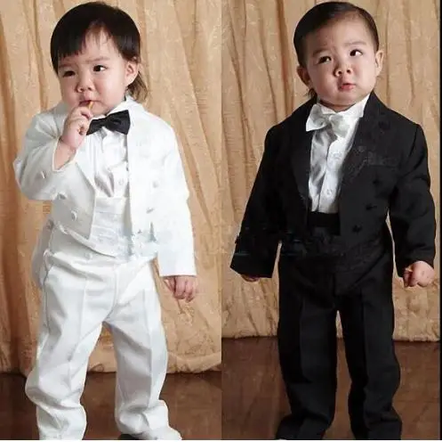 2018 Formal fashion white/black baby boys suit 5pcs kids blazers boy suit for wedding prom spring autumn wedding dress boy suits 1