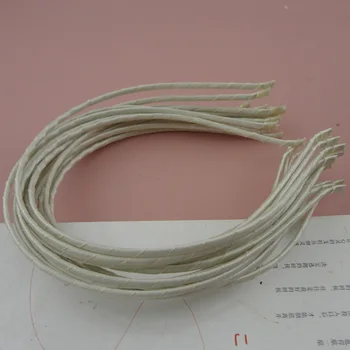 

10PCS 3mm Beige Satin Ribbon Wrapped Plain Metal Hair Headbands for DIY kids hair accessories