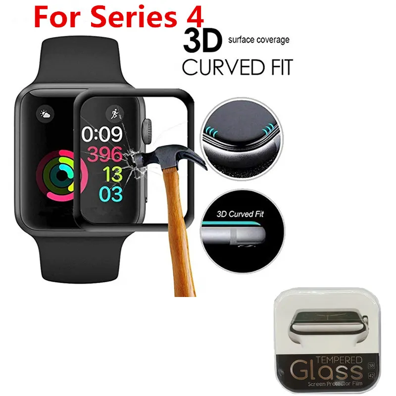  New Full Cover Tempered Glass For Apple Watch band Series 4 40mm 44mm Screen Protector iwatch 3/2/1 42mm 38mm 3D curved