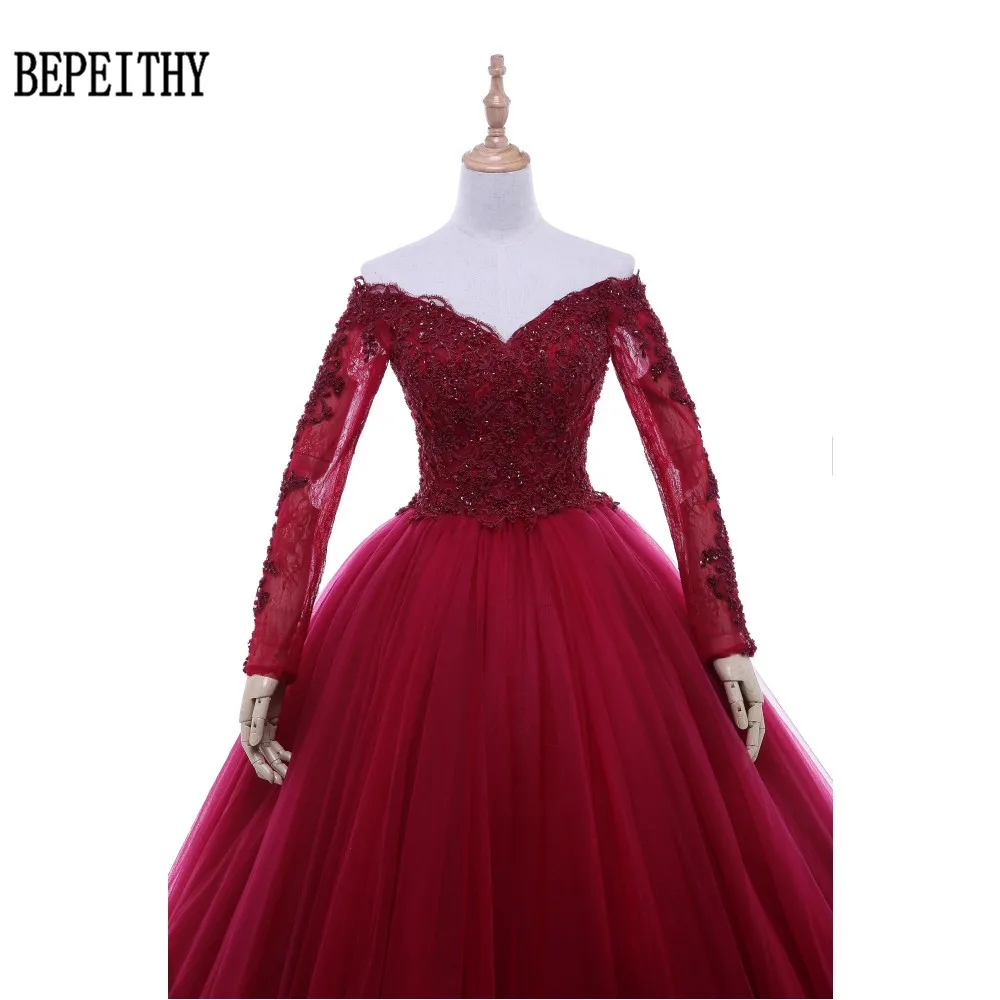 BEPEITHY vestido de festa с v-образным вырезом бордовое А-силуэт Тюлевое вечернее платье сексуальное женское длина до пола пухлый официальный вечерний наряд