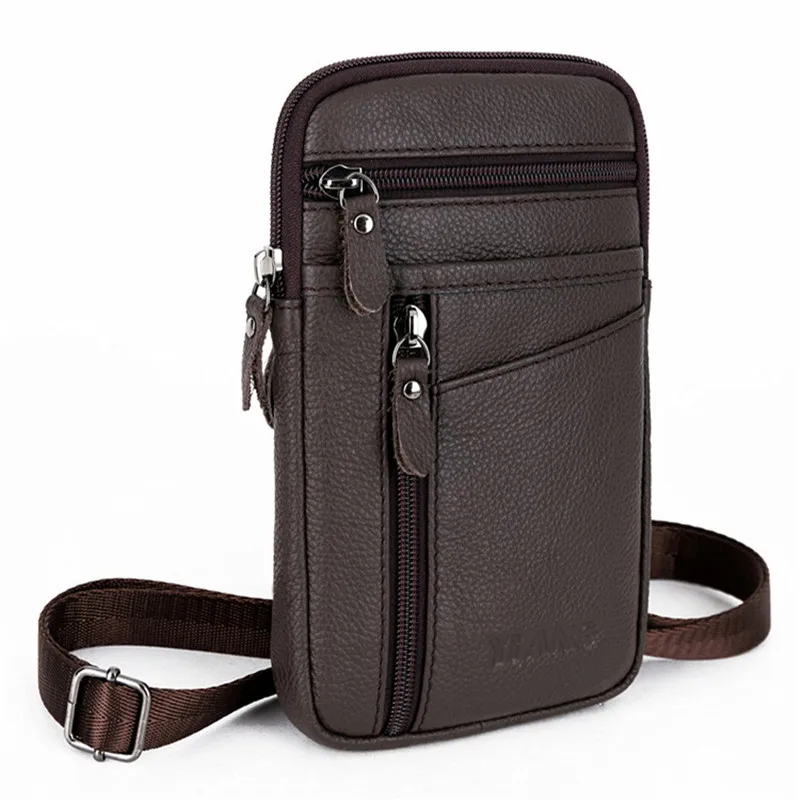 YIANG Genuine Leather Casual Cross body Shoulder Bags Men's Fashion Messenger Bag Waist Belt