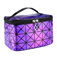 flama 2017 Hot Sale Newest Fashion 3D laser Diamond Pattern Portable Cosmetic Bag Free Shipping Miya Lin