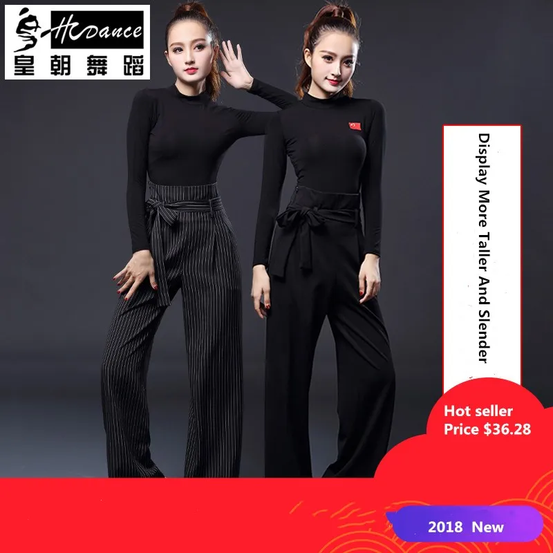 

Pants Women 2018 High Waist Wide Leg Pants Fashion Trousers for Latin 3 Color for Latin Salsa Tango Rumba flamengo Ballroom