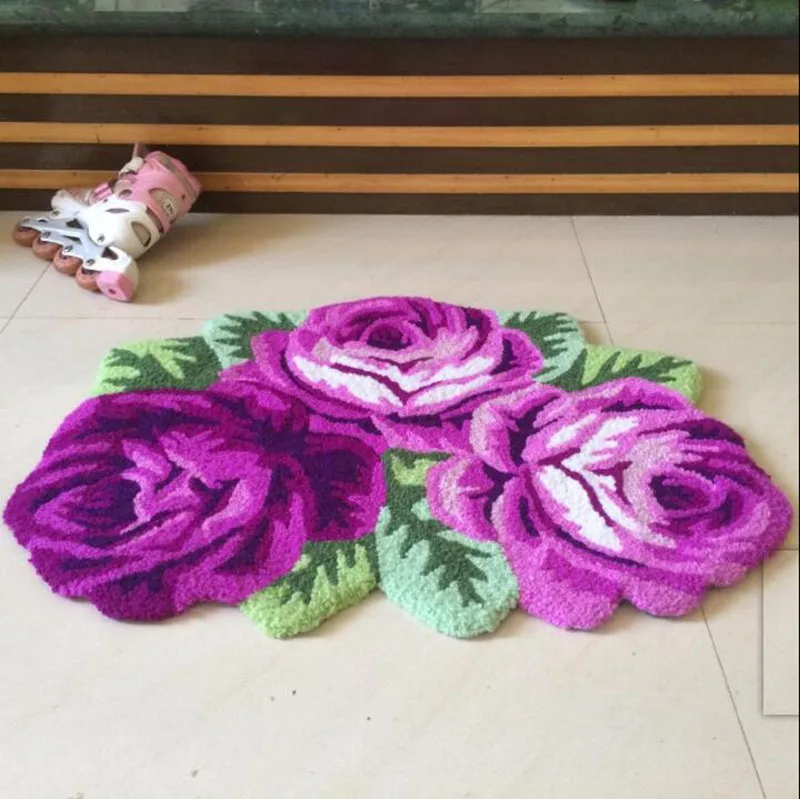 3 heteromorphic purple rose carpet irregular flower floor mat stair bedroom living room entry anti-slip warm pad home mat 3 heteromorphic purple rose carpet irregular flower floor mat stair bedroom living room entry anti-slip warm pad home mat